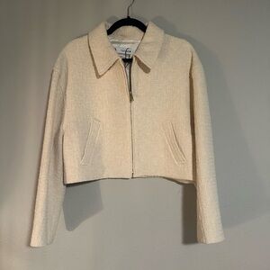 Textured weave bomber jacket